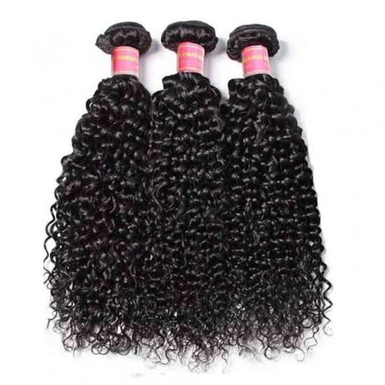 Preciousluxuryhair Jerry Curly 4x4 Fake Scalp PU Silk Lace Closure with 3 Bundles Curly Human Hair Extensions