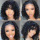 Preciousluxuryhair Jerry Curly Short BOB Headband Wigs with Removable Bang 150% Density Best Human Hair Glueless Scarf Wigs