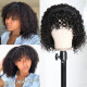 Preciousluxuryhair Jerry Curly Short BOB Headband Wigs with Removable Bang 150% Density Best Human Hair Glueless Scarf Wigs