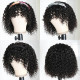 Preciousluxuryhair Jerry Curly Short BOB Headband Wigs with Removable Bang 150% Density Best Human Hair Glueless Scarf Wigs