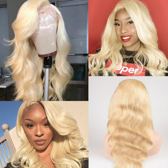 Preciousluxuryhair Hair 613 Color 100% Human Hair Wig Body Wave Lace Front Wigs Pre Plucked Blonde Body Wave Hair Wigs 150% Density