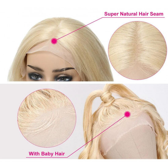 Preciousluxuryhair Hair 613 Color 100% Human Hair Wig Body Wave Lace Front Wigs Pre Plucked Blonde Body Wave Hair Wigs 150% Density