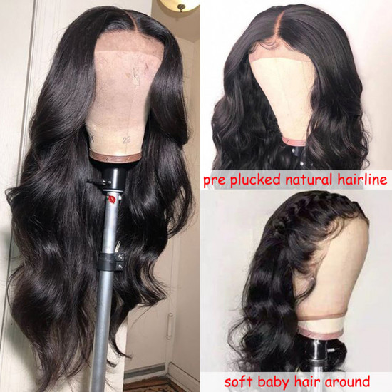 Preciousluxuryhair 9A Grade 13 By 4 Transparent Lace Front Human Hair Wigs Body Wave Hair Wig with Preplucked Hairline Human Hair Wig 150% Density