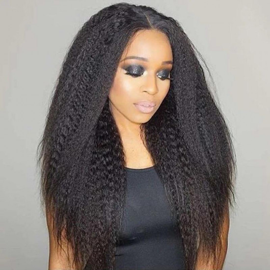 Preciousluxuryhair Lace frontal Human Hair Wigs Kinky Straight 10-24inch 100% Human Hair Wigs 150% Density