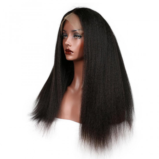 Preciousluxuryhair Lace frontal Human Hair Wigs Kinky Straight 10-24inch 100% Human Hair Wigs 150% Density