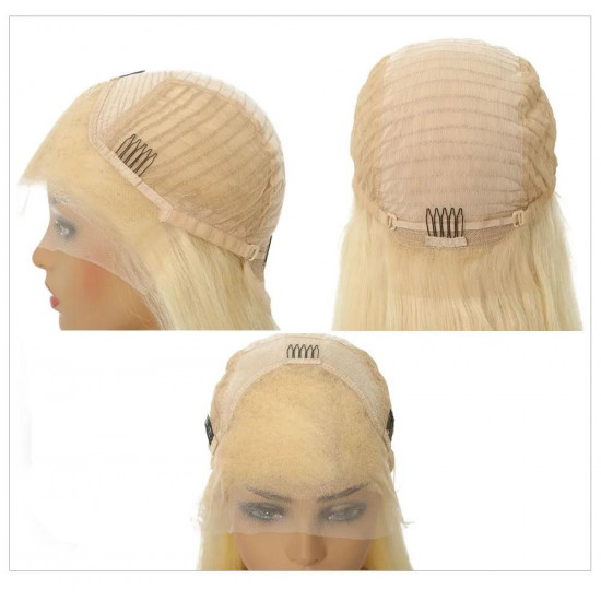 Preciousluxuryhair Hair 613 Blonde Color Lace Frontal Wigs Pre Plucked Straight Human Hair Wigs Virgin Human Hair Wig 130% 150% Density