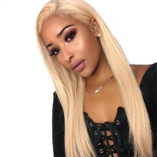 Preciousluxuryhair Hair 613 Blonde Color Lace Frontal Wigs Pre Plucked Straight Human Hair Wigs Virgin Human Hair Wig 130% 150% Density