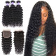 Preciousluxuryhair Hair Malaysian Remy Human Hair Deep Wave 3 Bundles With 4*4 Lace Closure Free Part Closure