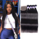 Preciousluxuryhair Hair Malaysian Remy Human Hair Black Color Silky Straight Hair 4 Bundles With 4x4 Lace Closure