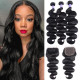 Preciousluxuryhair Malaysian Body Wave 3 Bundles Weaves with 4x4 Lace Closure Affordable Remy Human Hair