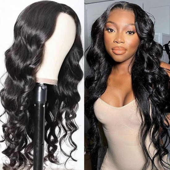 Preciousluxuryhair 4 By 4 Lace Closure Part Wig With Baby Hair Body Wave Natural Color 150% Density Hand Tied Lace Part Line Realistic Wigs