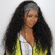 Preciousluxuryhair Headband Scarf Wig Water Wave Glueless Human Hair Wigs With Pre-attached Scarf Natural Color 180% Density