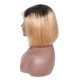 Preciousluxuryhair Ombre Hair 9A Grade Lace Front Omber T1B27 Straight Human Hair Wigs Preplucked Short Bob Wigs