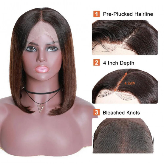 Preciousluxuryhair Ombre Hair Wig 13*4 Lace Front T1b4 Short Bob Wig Preplucked For Black Women