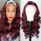 Preciousluxuryhair Ombre 1B99J Burgundy Color Body Wave Headband Wigs with Black Root 150% Density Glueless Human Hair Wigs