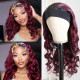 Preciousluxuryhair Ombre 1B99J Burgundy Color Body Wave Headband Wigs with Black Root 150% Density Glueless Human Hair Wigs