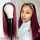 Preciousluxuryhair Ombre 99J Burgundy Color Straight Headband Wigs with Black Root 150% Density Glueless Human Hair Wigs