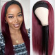 Preciousluxuryhair Ombre 99J Burgundy Color Straight Headband Wigs with Black Root 150% Density Glueless Human Hair Wigs