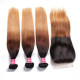 Preciousluxuryhair Hair Ombre Hair T1b/4/27 Color Straight Human Hair 3 Bundles with Lace Closure 100% Human Hair