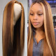 Preciousluxuryhair Ombre Mixed Highlight Brown #427 Color 13 By 4 Lace Frontal Wigs Straight Pre Plucked Hairline Human Hair Wigs