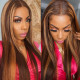 Preciousluxuryhair Ombre Mixed Highlight Brown #427 Color 13 By 4 Lace Frontal Wigs Straight Pre Plucked Hairline Human Hair Wigs