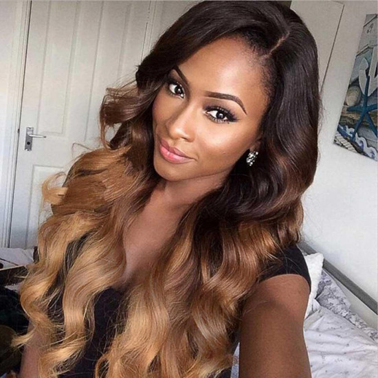 Preciousluxuryhair Ombre T1B/4/27 Human Hair Lace Closure 4*4 Body Wave Closure