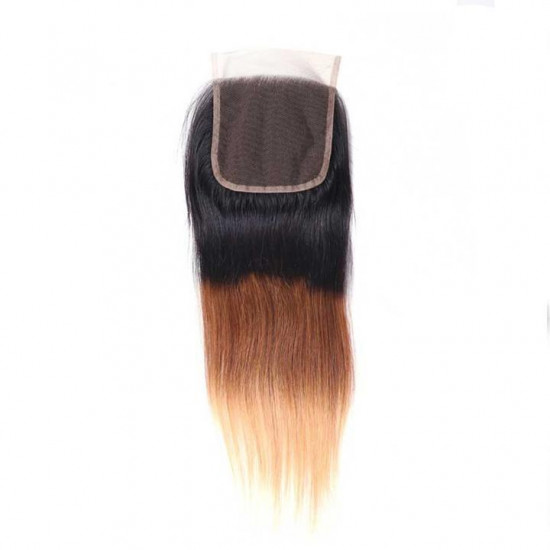 Preciousluxuryhair Hair Ombre T1B/4/27 Human Hair 4*4 Swiss Lace Closure Straight Hair Closure