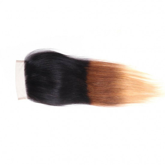 Preciousluxuryhair Hair Ombre T1B/4/27 Human Hair 4*4 Swiss Lace Closure Straight Hair Closure