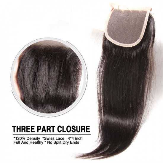 Preciousluxuryhair Virgin Peruvian Hair Straight Hair 4 Bundles With 4*4 Lace Closure, Hotsale Peruvian Hair Weaves