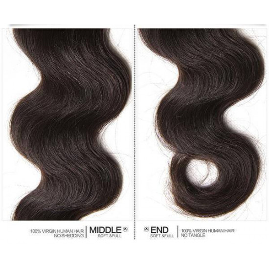 Preciousluxuryhair Hair Peruvian Virgin Hair Body Wave 3 Bundles With 4*4 Free/Middle/3 Part Lace Closure