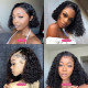 Preciousluxuryhair Short Bob Water Wave Human Hair Wig 360 Lace Frontal Wig Pre Plucked Baby Hair Lace Frontal Wig