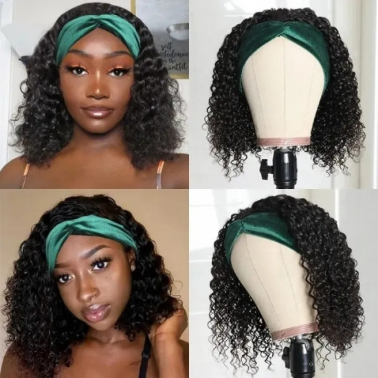 Preciousluxuryhair Short Jerry Curly Headband Bob Wigs Easy Wear & Go Glueless Virgin Human Hair Wigs