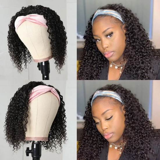 Preciousluxuryhair Short Jerry Curly Headband Bob Wigs Easy Wear & Go Glueless Virgin Human Hair Wigs