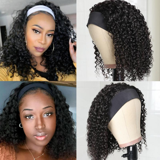 Preciousluxuryhair Short Jerry Curly Headband Bob Wigs Easy Wear & Go Glueless Virgin Human Hair Wigs