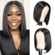 Preciousluxuryhair Short Straight Bob Wigs 4x4 Lace Closure Front Wigs Pre-Plucked Virgin Human Hair Wigs 150% Density