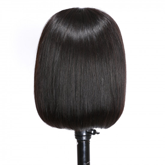 Preciousluxuryhair Short Straight Bob Wigs 4x4 Lace Closure Front Wigs Pre-Plucked Virgin Human Hair Wigs 150% Density