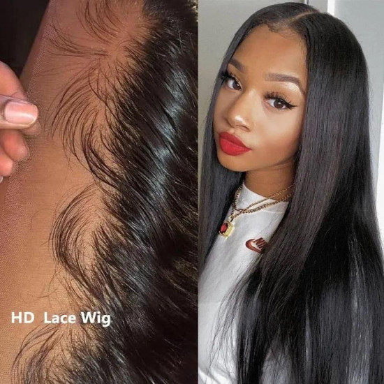 Preciousluxuryhair Straight Hair 13x4 HD Lace Front Wigs With Baby hair Tangle-Free Human Hair Wigs 180% Density