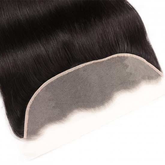 Preciousluxuryhair Hair Straight Hair 3 Bundles with 13*4 Transparent Ear to Ear Frontal Closure