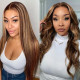 Preciousluxuryhair Blonde Highlight Piano Color 13x4 Straight Lace Front Human Hair Wigs With Baby Hair For Women Fast Shipping