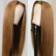 Preciousluxuryhair Trendiest Highlight Ginger Brown 8# Color Long Straight Hand Tied Lace Part Wig Virgin Human Hair Wigs