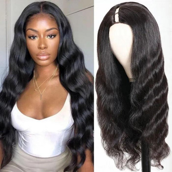 Preciousluxuryhair U Part Wig Body Wave Upgrade 3*1 Size U Part Human Hair Wigs 150% Density Natural Looking Hairline Glueless Wig