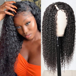 Preciousluxuryhair U Part Wigs Middle Or Side Part 3x1 Open Size U Part Jerry Curly Hair Wigs 150% Heavy Density