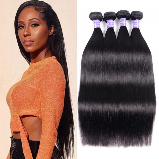 Preciousluxuryhair Hair Peruvian Straight Hair 4 Bundles New Remy Human Hair Weave