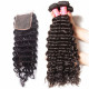 Preciousluxuryhair Hair Virgin Peruvian Deep Wave Hair Weaves, 4 Bundles with 4*4 Lace Closure