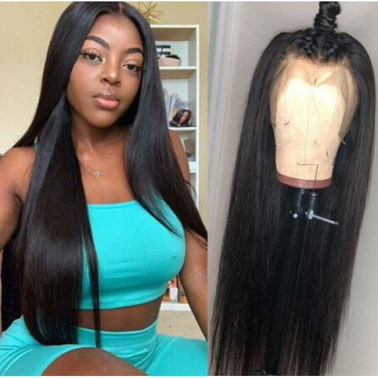 Preciousluxuryhair Upgrade Three Part Lace Wigs Natural Hairline Hand-Tied Double U Shape Long Straight Human Hair Wigs