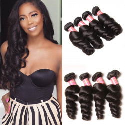 Preciousluxuryhair Hair Virgin Brazilian Loose Wave Hair 4 Bundles - 100% Unprocessed Human Bundle Deals