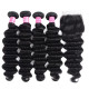 Preciousluxuryhair Virgin Hair Loose Deep Wave 4 Bundles with 4*4 Lace Closure, Human Virgin Hair Extensions